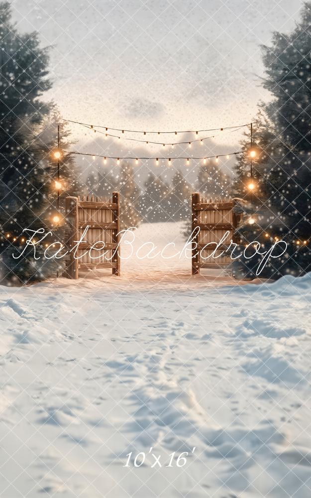 Kate Hiver Neige Portail Noël Lumière Toile de fond conçue par Emetselch - Kate Backdrop FR