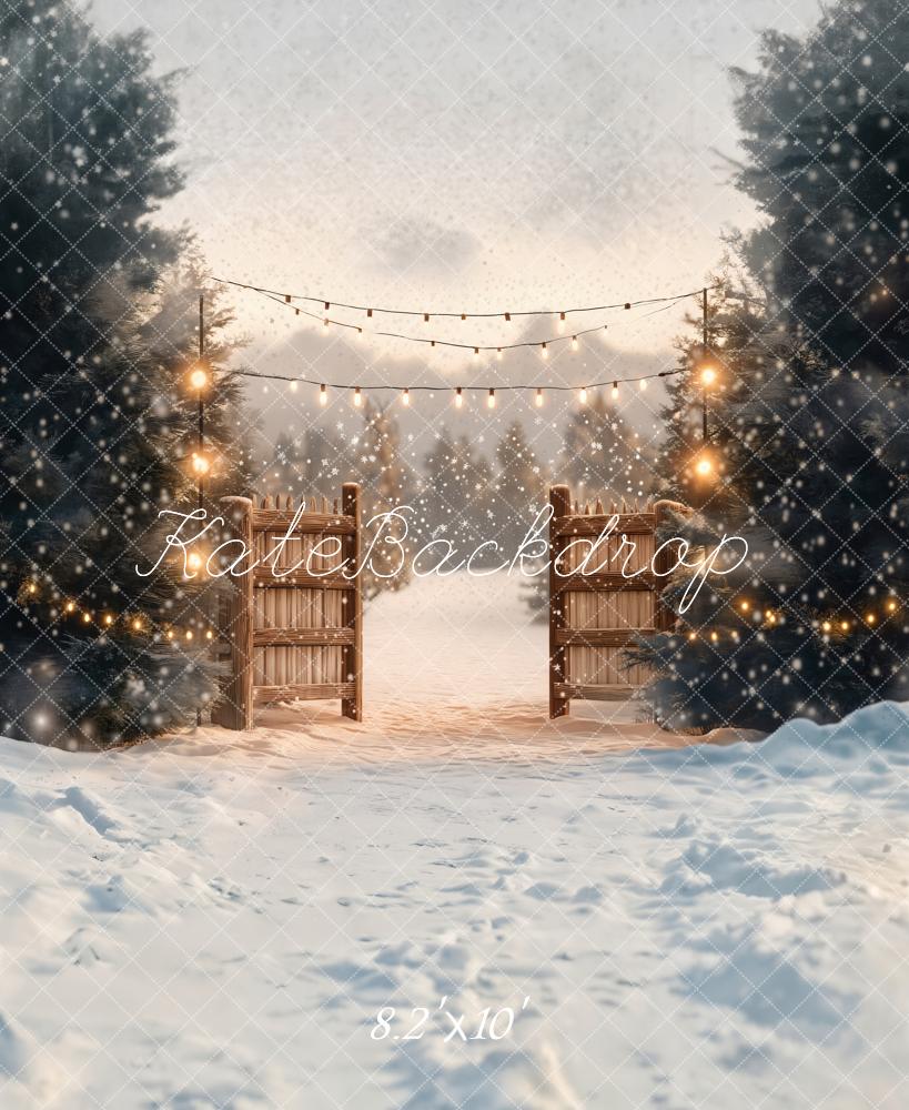 Kate Hiver Neige Portail Noël Lumière Toile de fond conçue par Emetselch - Kate Backdrop FR