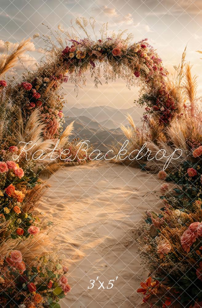 Kate Été Sable Arche Fleurs Bohème Toile de fond conçue par Emetselch - Kate Backdrop FR