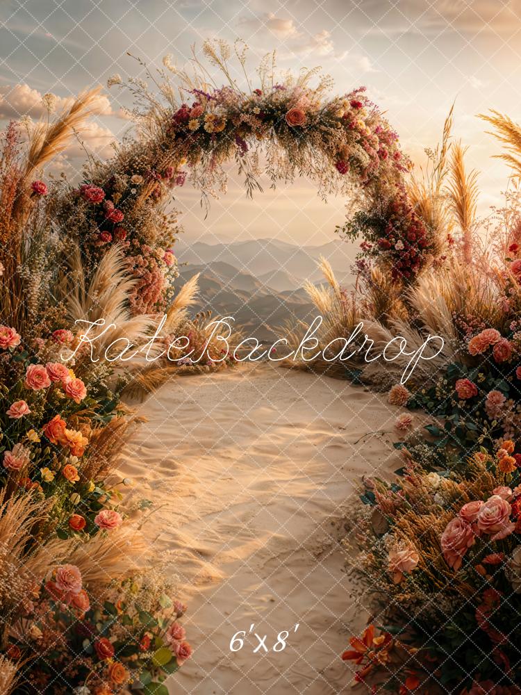 Kate Été Sable Arche Fleurs Bohème Toile de fond conçue par Emetselch - Kate Backdrop FR