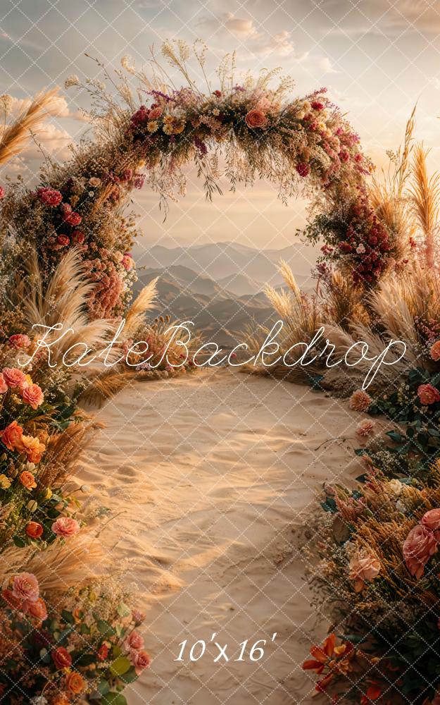 Kate Été Sable Arche Fleurs Bohème Toile de fond conçue par Emetselch - Kate Backdrop FR