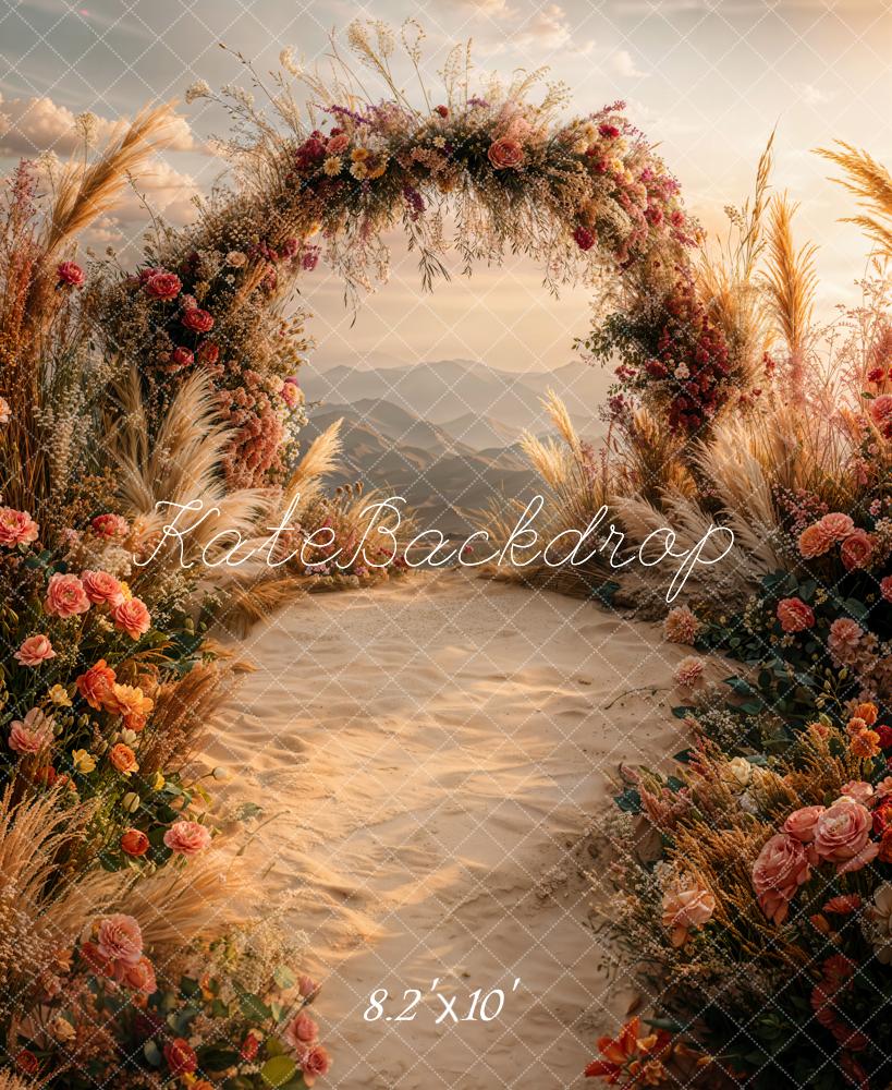 Kate Été Sable Arche Fleurs Bohème Toile de fond conçue par Emetselch - Kate Backdrop FR