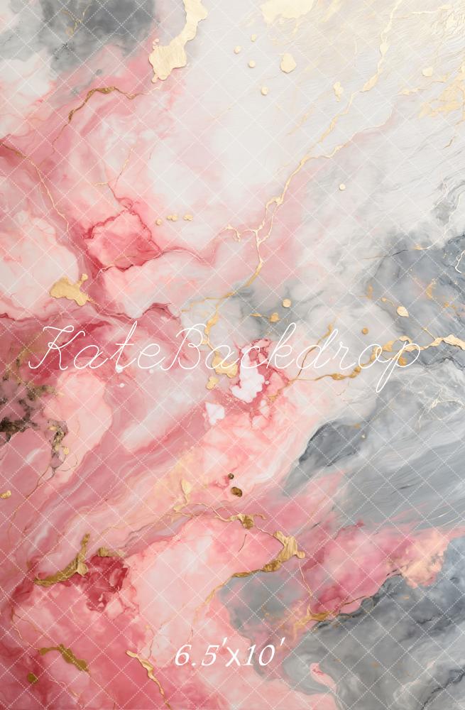 Kate Abstrait Marbre Rose Gris Doré Toile de fond conçue par Chain Photographie - Kate Backdrop FR
