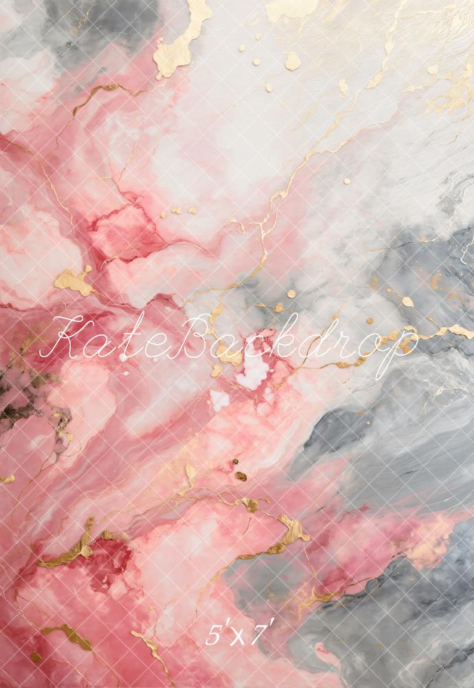 Kate Abstrait Marbre Rose Gris Doré Toile de fond conçue par Chain Photographie - Kate Backdrop FR