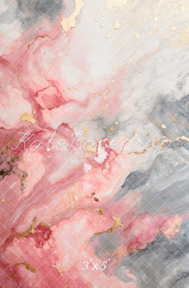 Kate Abstrait Marbre Rose Gris Doré Toile de fond conçue par Chain Photographie - Kate Backdrop FR