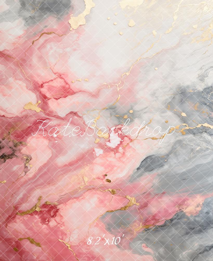 Kate Abstrait Marbre Rose Gris Doré Toile de fond conçue par Chain Photographie - Kate Backdrop FR