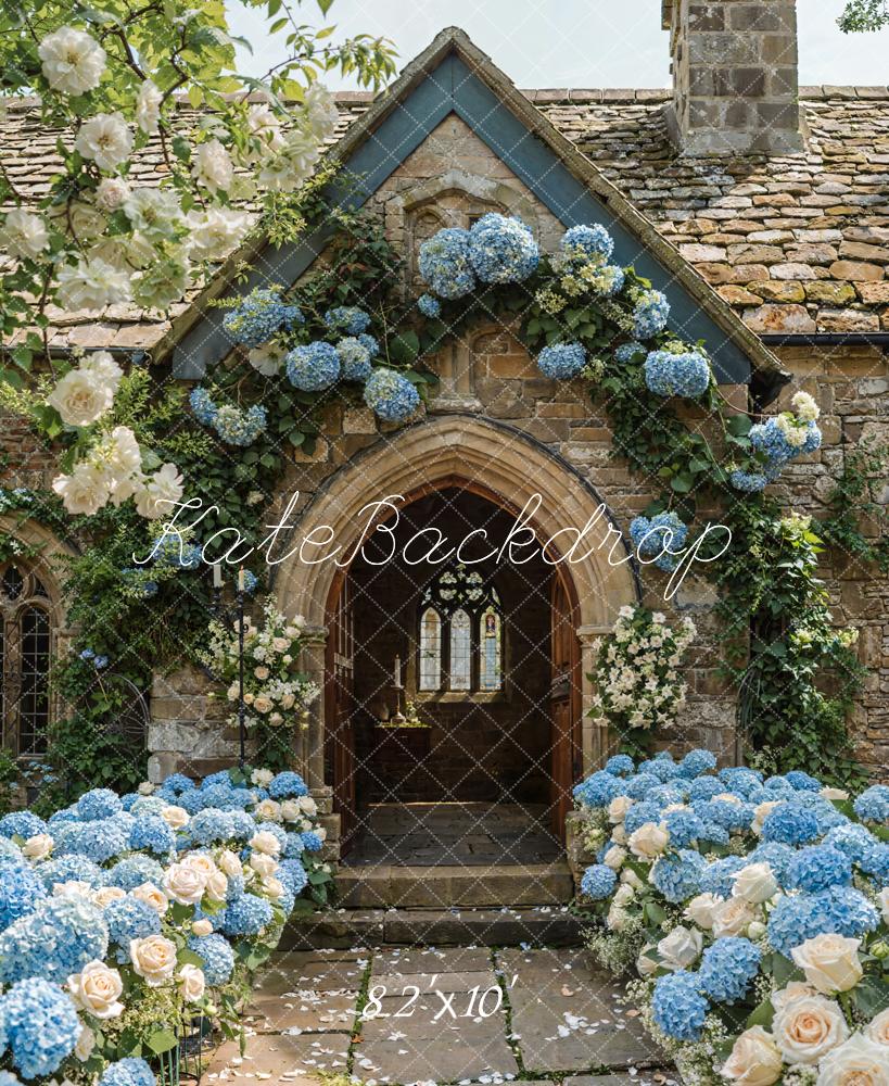 Kate Été Arche Fleurs Maison Bydrangeas Toile de fond conçue par Emetselch - Kate Backdrop FR