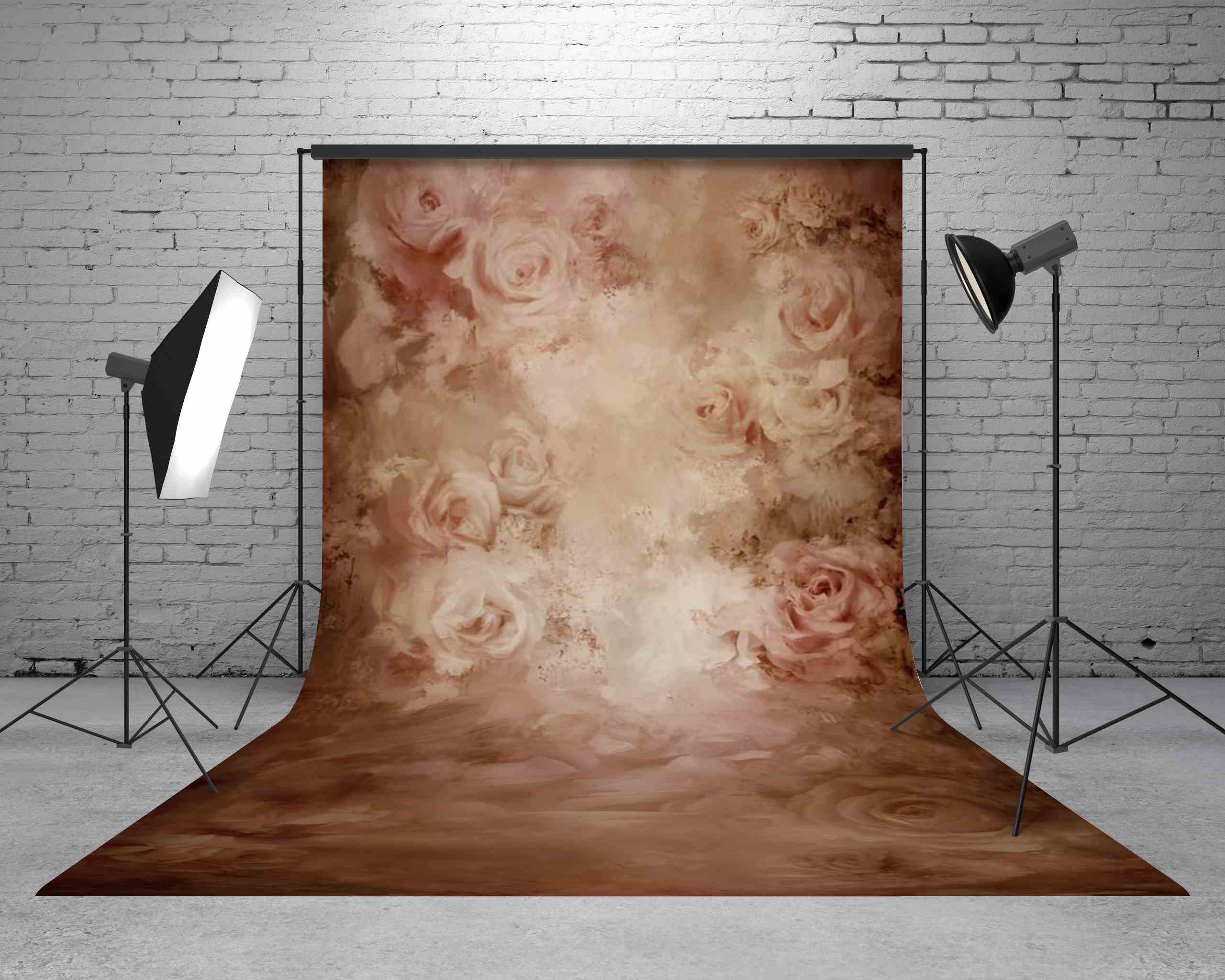 Kate Sweep Mur-à-Sol Fleurs Roses Vintage Toile de fond conçue par Emetselch - Kate Backdrop FR