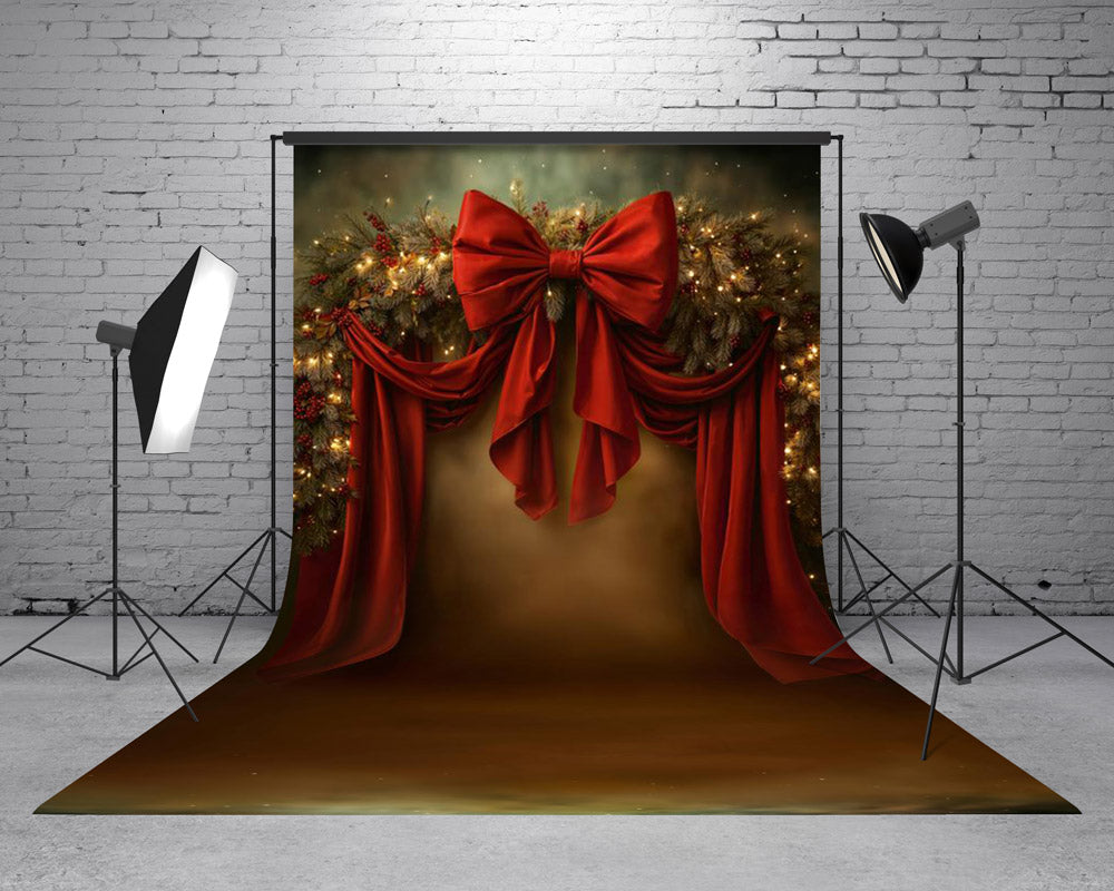 Kate Sweep Mur-à-Sol Noël Nœud Ruban Sombre Toile de fond conçue par Emetselch - Kate Backdrop FR