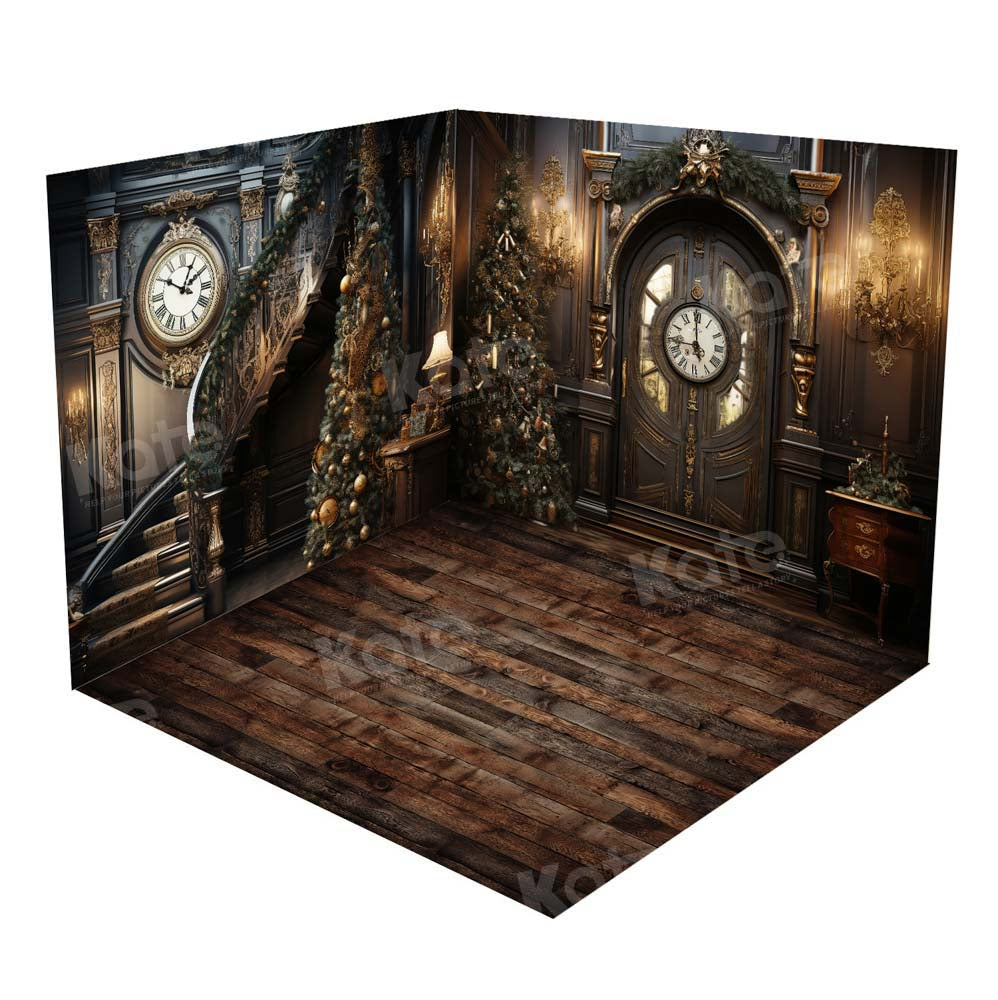 Kate Noël Horloge Rétro Escaliers Ensemble de chambre (8pix8pi&10pix8pi&8pix10pi) - Kate Backdrop FR