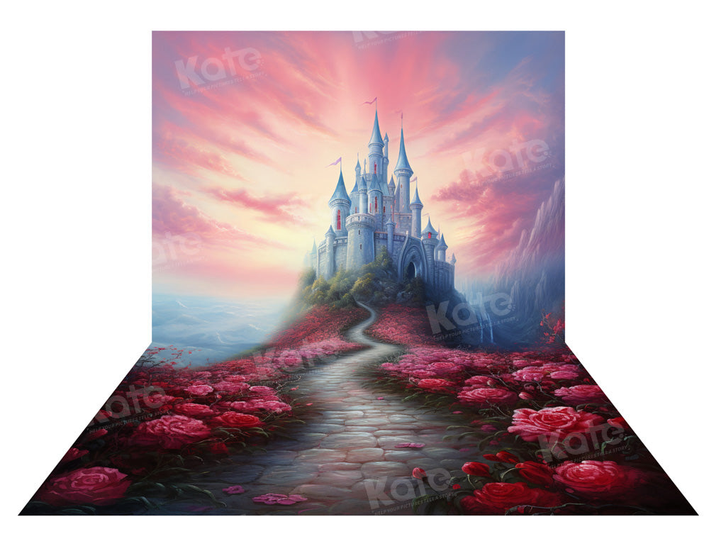 Kate Vintage Château Toile de fond+Chemin des roses Toile de fond
