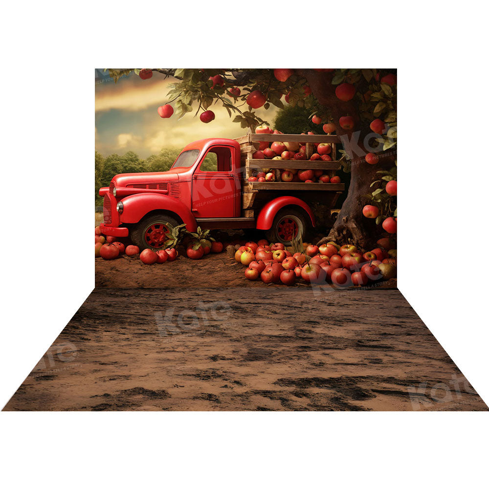 Kate Voiture Pomme Récolte Toile de fond+Sol Terroir Toile de fond - Kate Backdrop FR