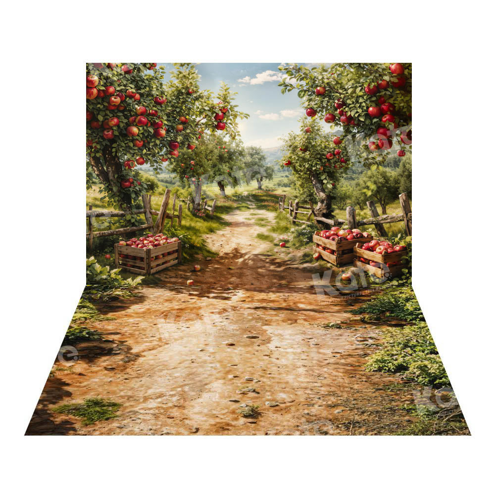 Kate Automne Pommier Chemin Toile de fond+Chemin boueux Sol Toile de fond - Kate Backdrop FR