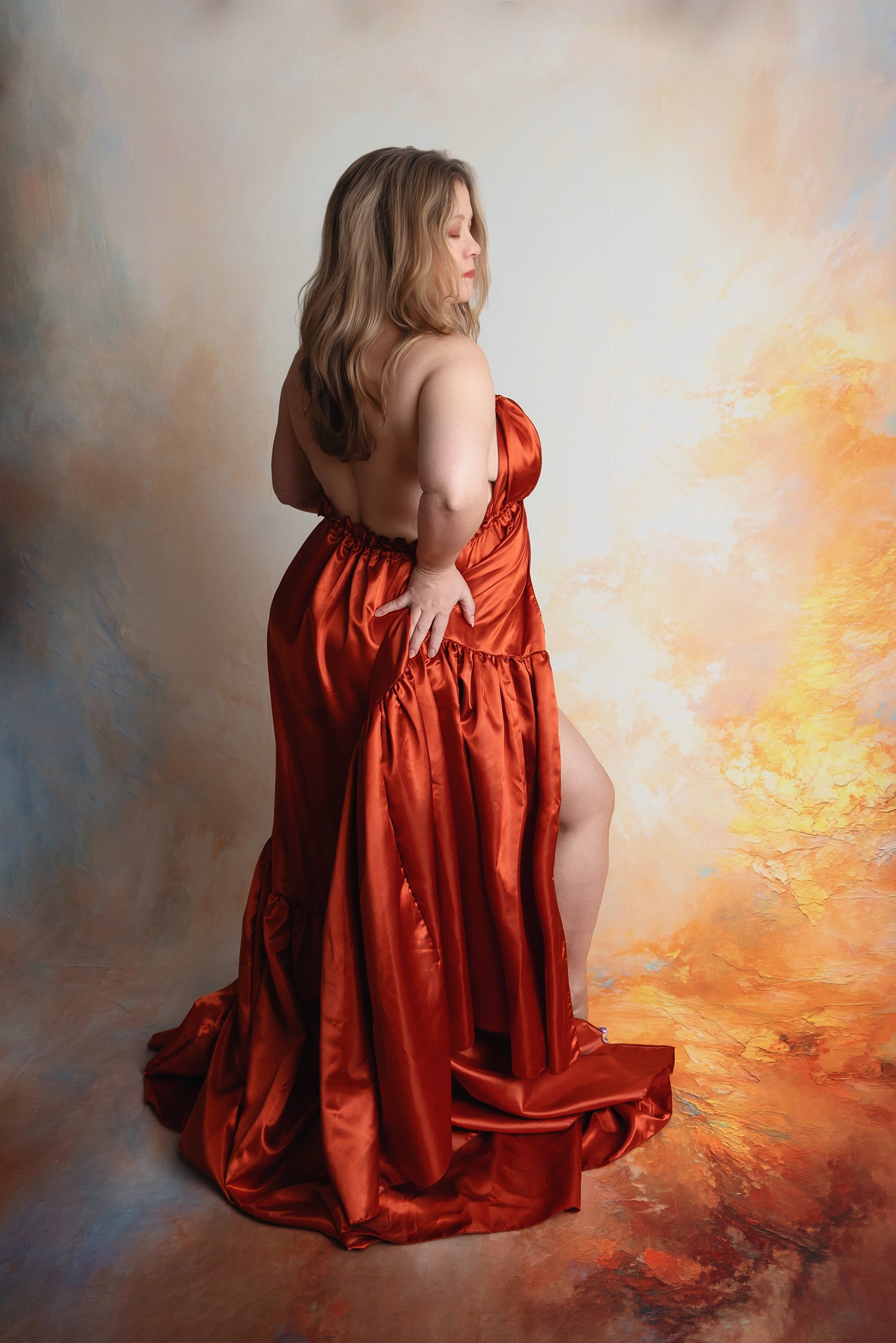 Kate Abstrait Doré Portrait Studio Toile de fond en Laine conçue par Emetselch - Kate Backdrop FR