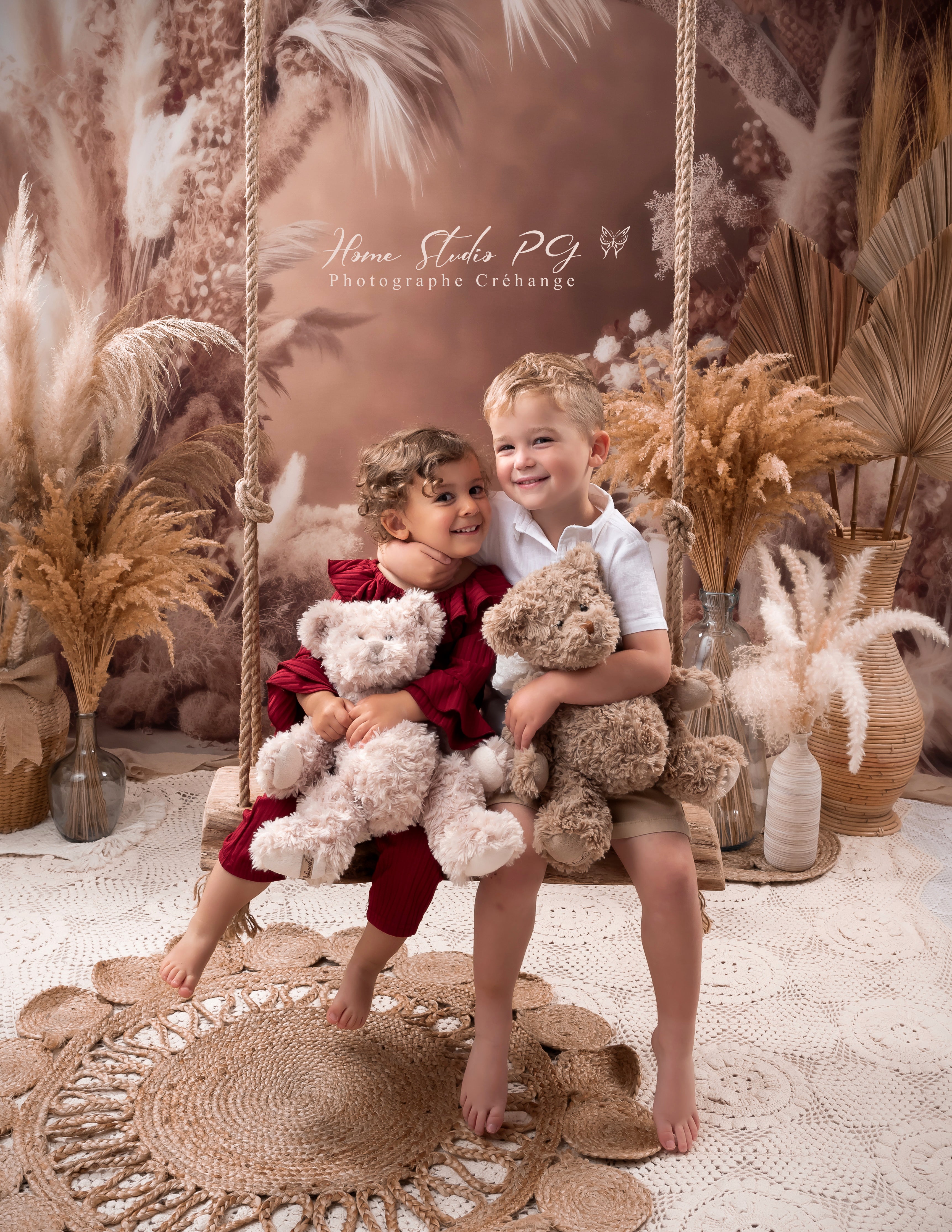 Kate Bohème Fleurs séchées Arc neutre Toile de fond conçue par Mandy Ringe - Kate Backdrop FR