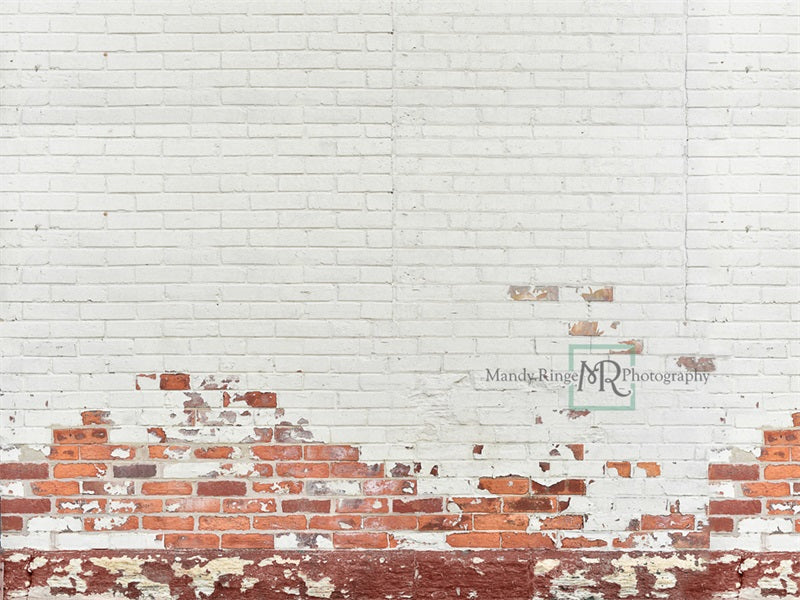 Kate Miteux Mur de briques Blanc & Rouge Toile de fond conçue par Mandy Ringe - Kate Backdrop FR