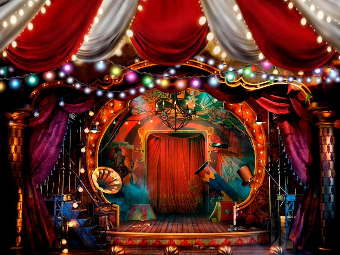 Kate Cirque Rouge Lumières colorées Toile de fond conçue par Rosabell Photographie - Kate Backdrop FR