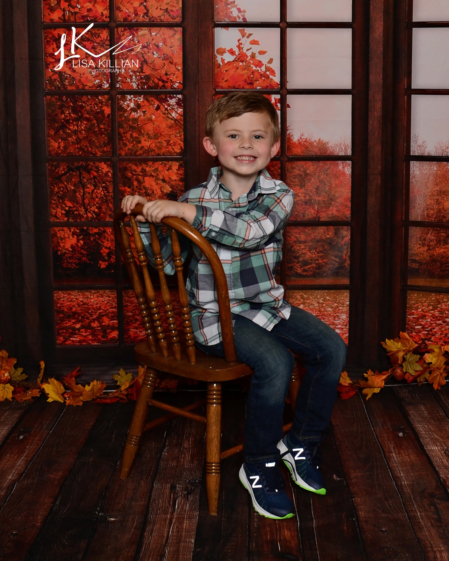 Kate Automne Feuilles à l'extérieur Fenêtre Toile de fond pour la photographie - Kate Backdrop FR