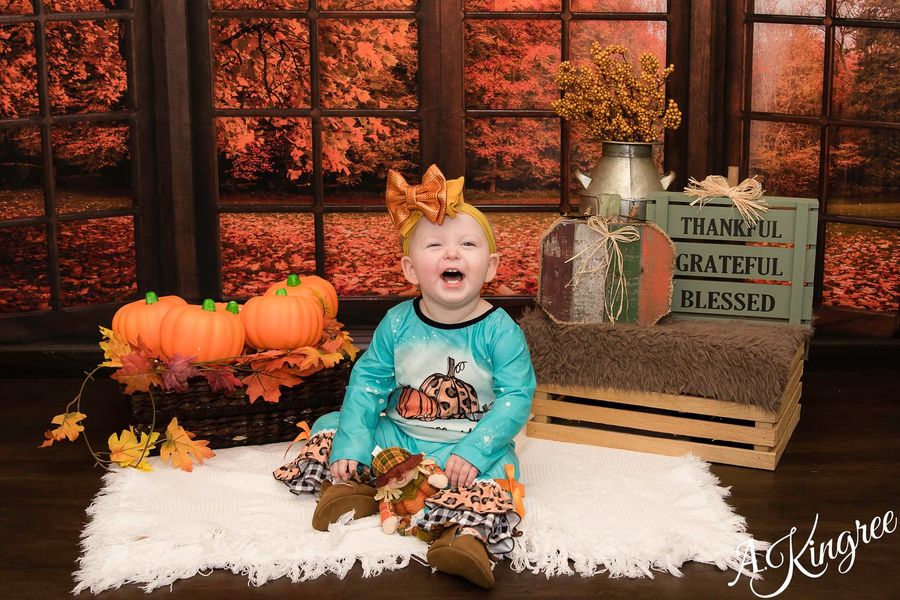 Kate Automne Feuilles à l'extérieur Fenêtre Toile de fond pour la photographie - Kate Backdrop FR