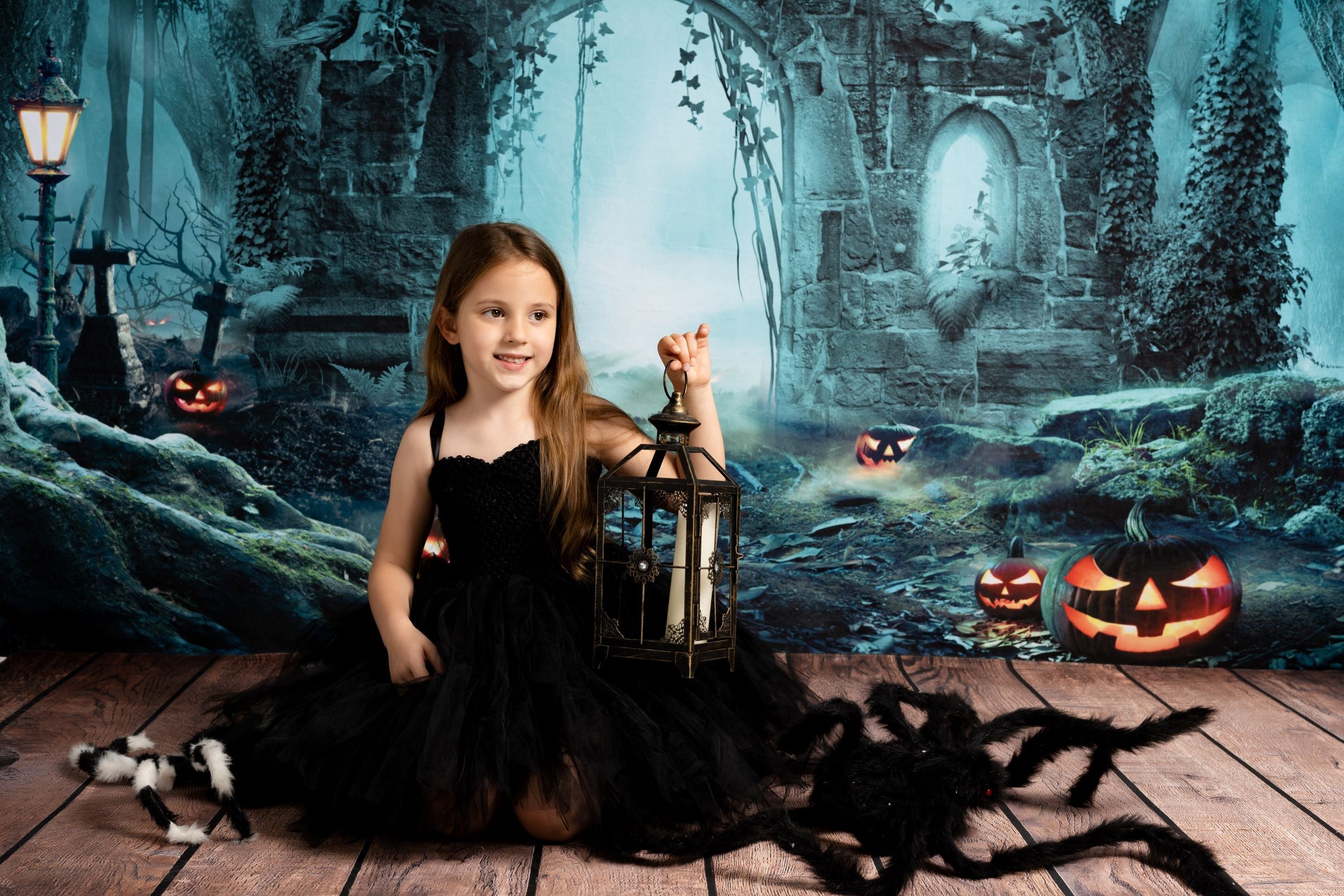Kate Halloween Forêt Citrouille Automne Toile de fond pour la photographie - Kate Backdrop FR