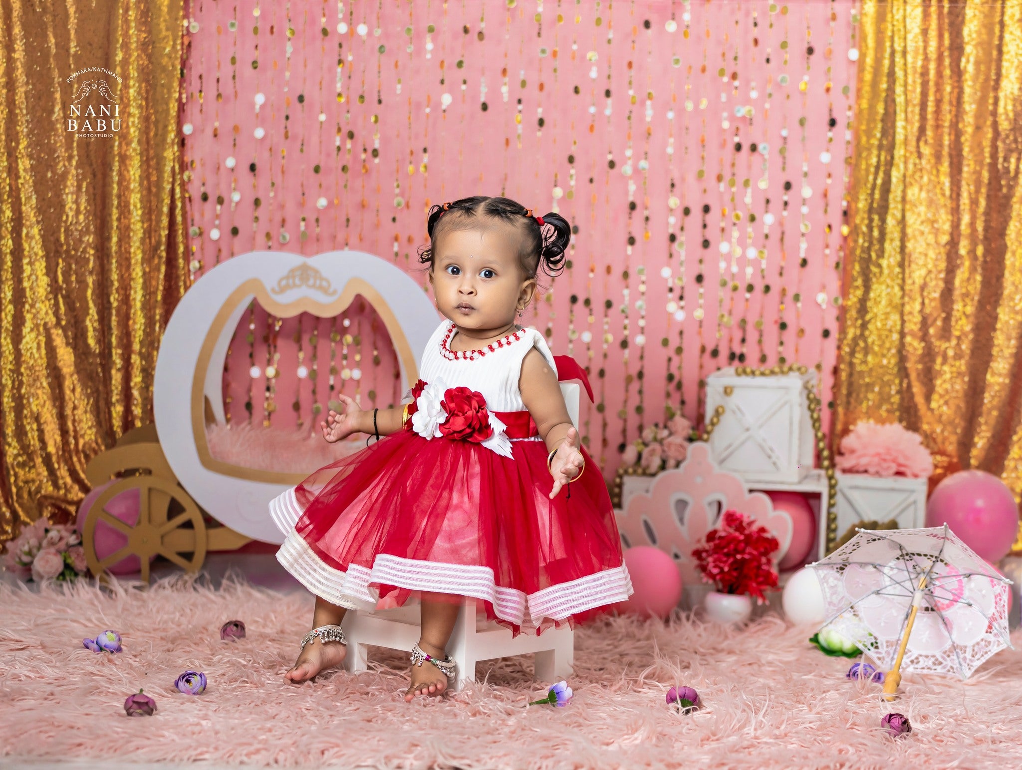 Kate Rose Princesse Cake Smash Paillettes Toile de fond conçu par Valerie Miranda - Kate Backdrop FR