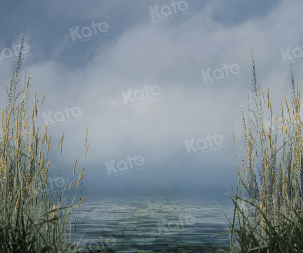 Kate Été Roseau Nuage Ciel Lac Toile de fond pour la photographie - Kate Backdrop FR