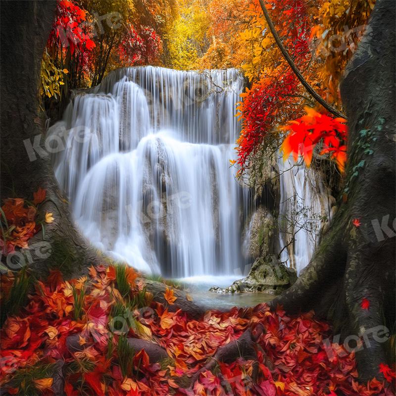 Kate Automne Forêt Cascade Feuilles Toile de fond pour la photographie - Kate Backdrop FR