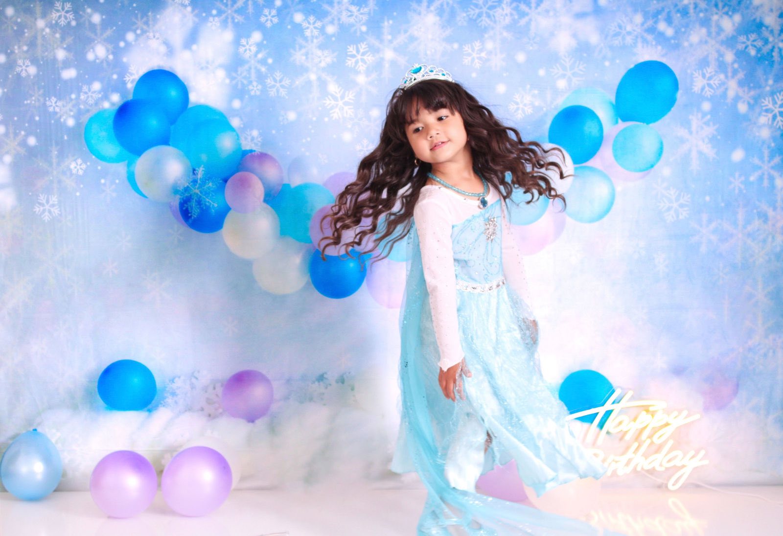 Kate Anniversaire Hiver Neige Ballons Toile de fond pour la photographie - Kate Backdrop FR