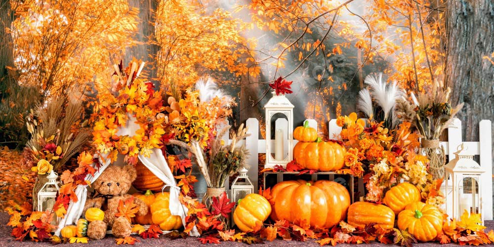 Kate Automne Extérieur Anniversaire Citrouilles Toile de fond conçue par Emetselch