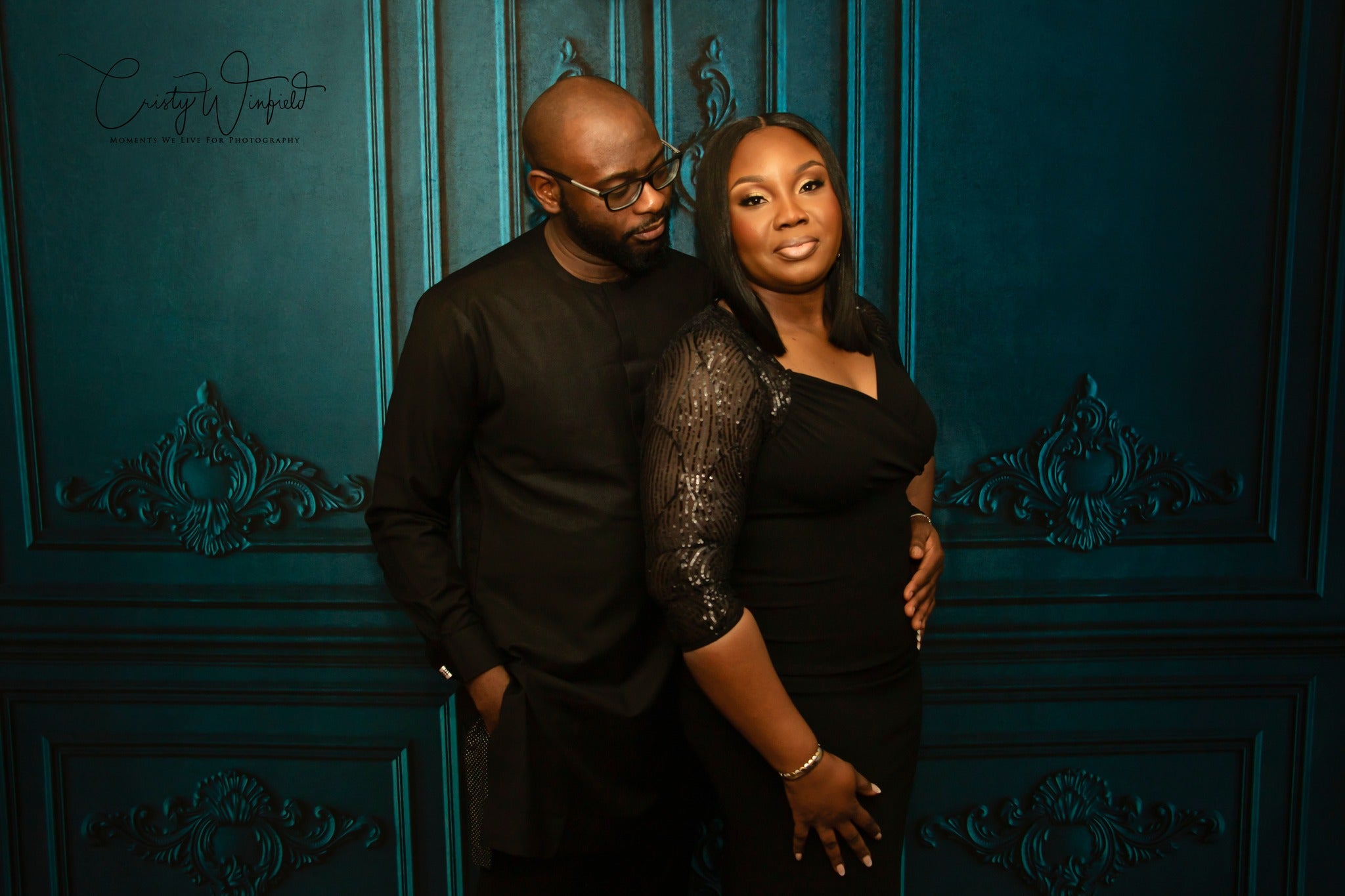 Kate Rétro Ancien Mur Bleu foncé Famille Toile de fond pour la photographie - Kate Backdrop FR