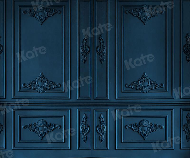 Kate Rétro Ancien Mur Bleu foncé Famille Toile de fond pour la photographie - Kate Backdrop FR