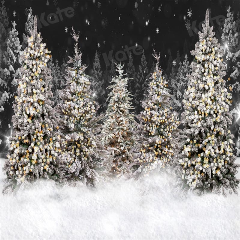 Kate Noël Forêt Neige Nuit Toile de fond pour la photographie - Kate Backdrop FR