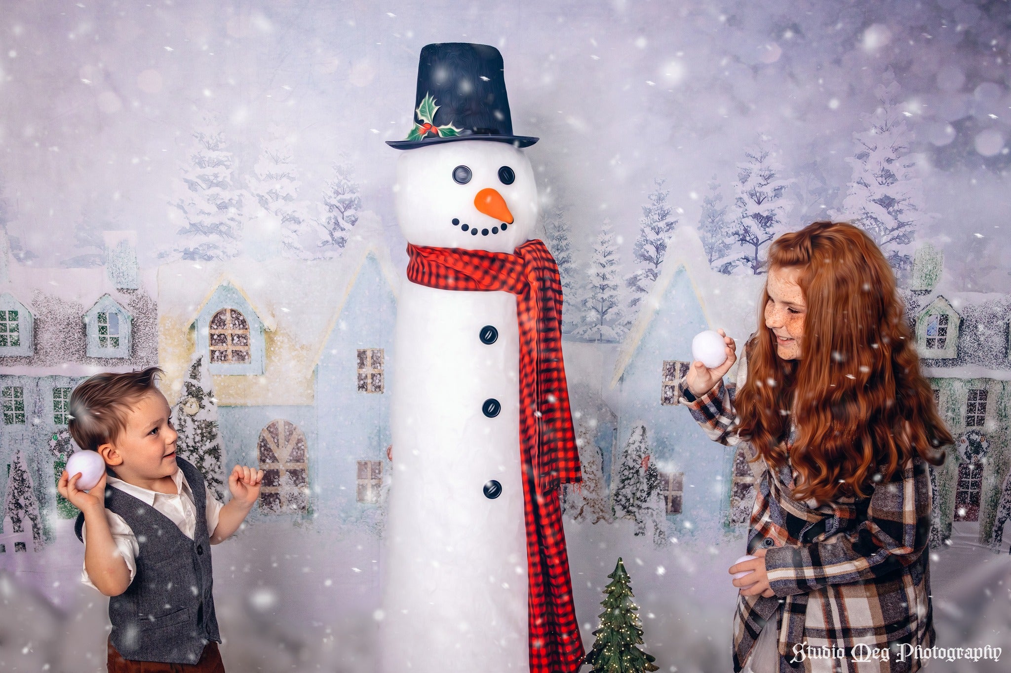 Kate Maison Neige Hiver Noël Toile de fond pour la photographie - Kate Backdrop FR