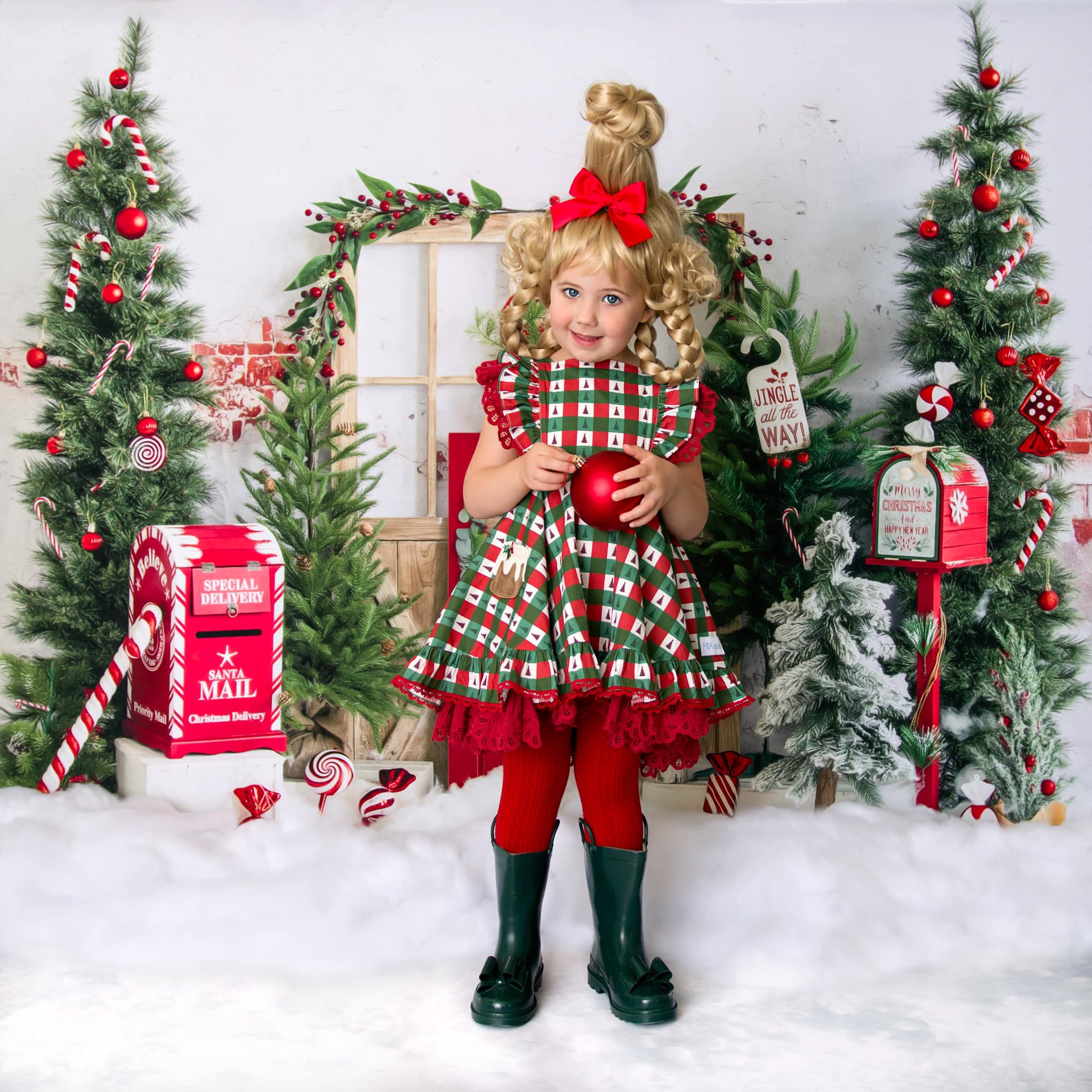 Kate Noël Neige Boites aux lettres Arbres Toile de fond conçue par Emetselch - Kate Backdrop FR