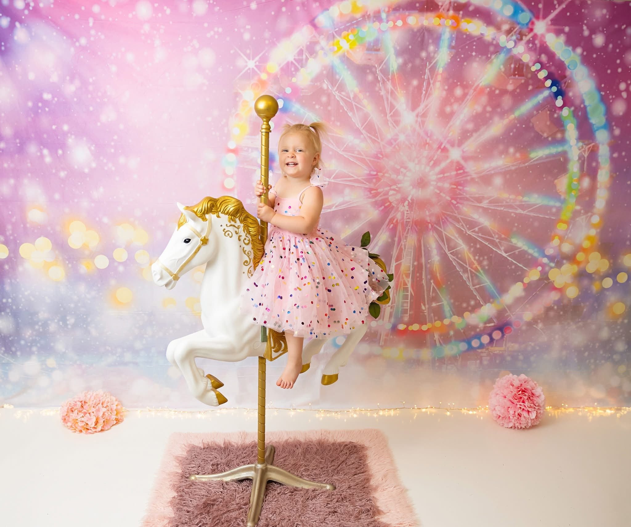 Kate Bokeh Fantaisie Grande roue Rose Enfant Toile de fond conçue par GQ - Kate Backdrop FR