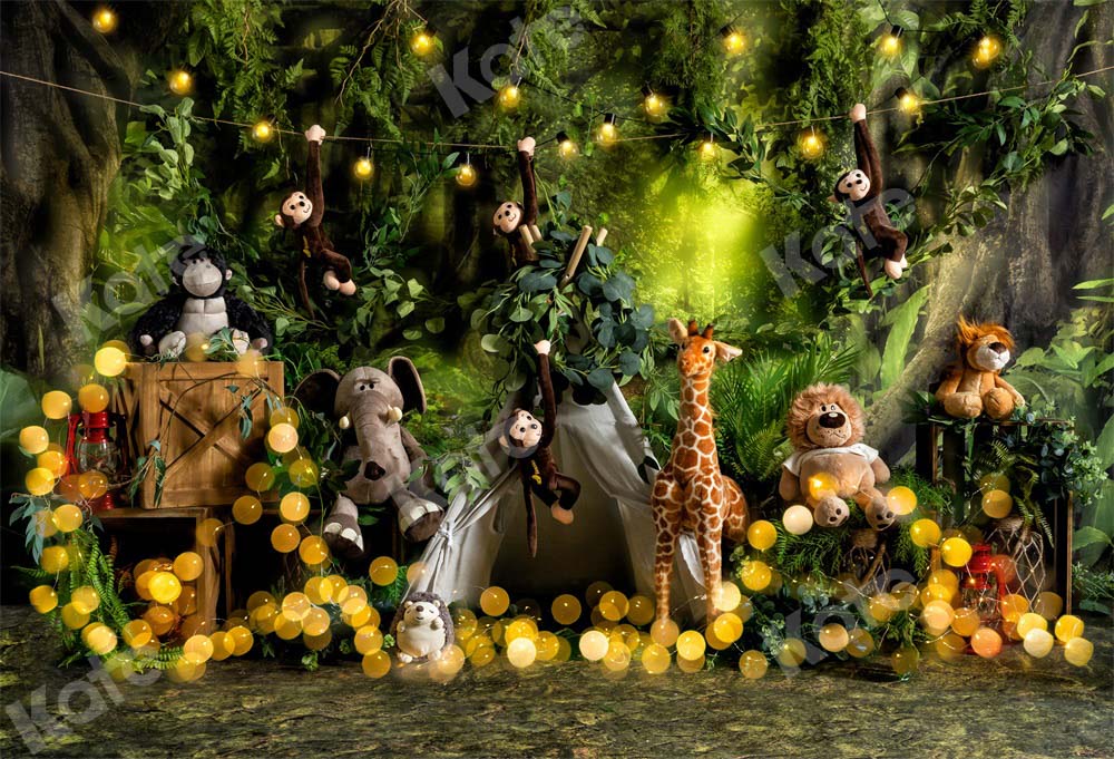 Kate Jungle Camping Garçon Animaux Toile de fond conçu par Emetselch - Kate Backdrop FR