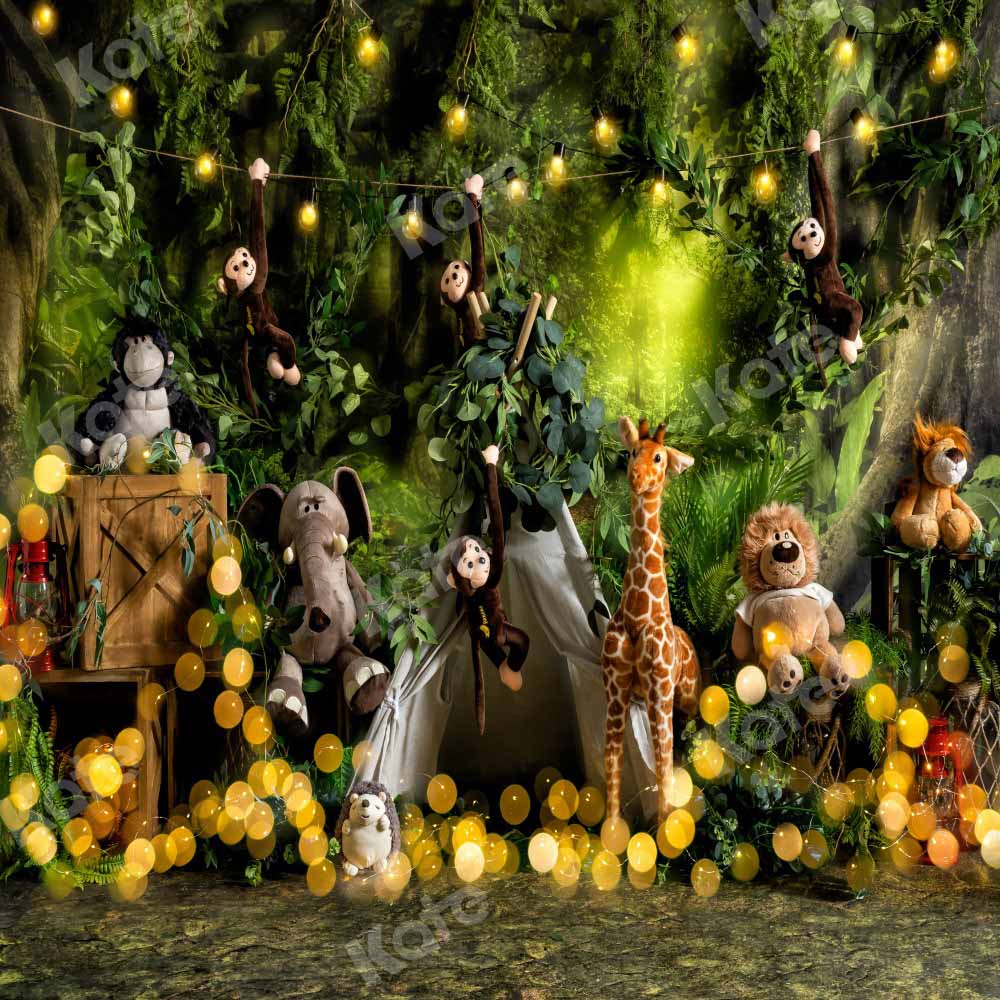 Kate Jungle Camping Garçon Animaux Toile de fond conçu par Emetselch - Kate Backdrop FR