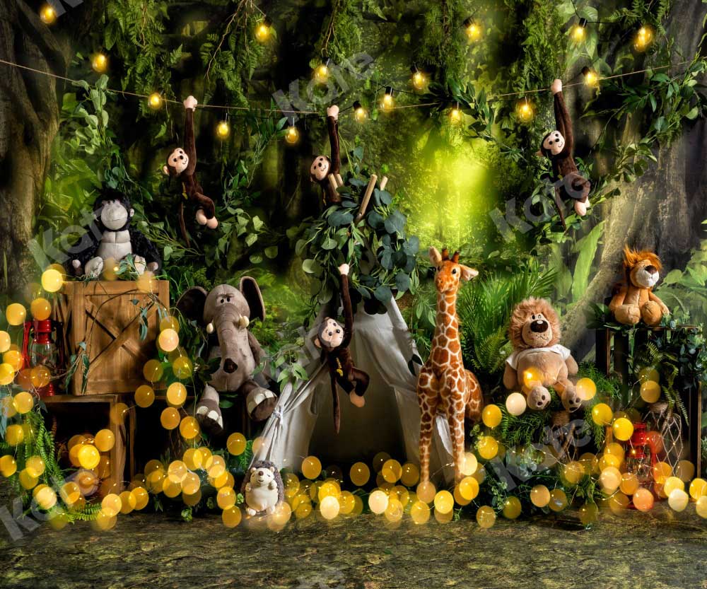 Kate Jungle Camping Garçon Animaux Toile de fond conçu par Emetselch - Kate Backdrop FR