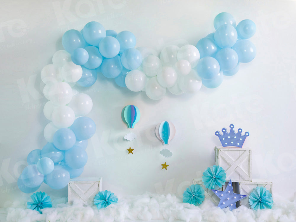 Kate Bleu Ballons Anniversaire Toile de fond conçu par Emetselch - Kate Backdrop FR