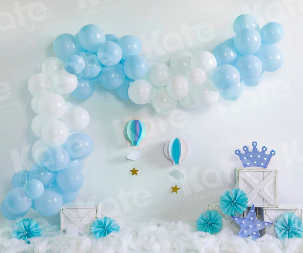 Kate Bleu Ballons Anniversaire Toile de fond conçu par Emetselch - Kate Backdrop FR
