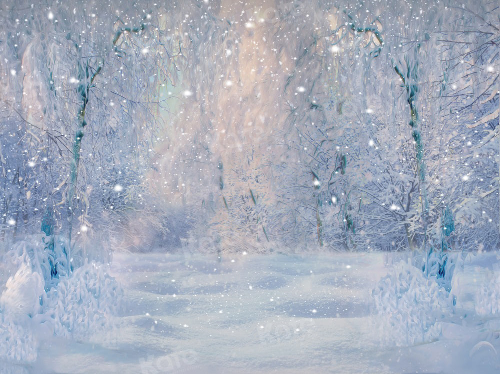 Kate Hiver Neige Forêt Crépuscule Toile de fond pour la photographie - Kate Backdrop FR