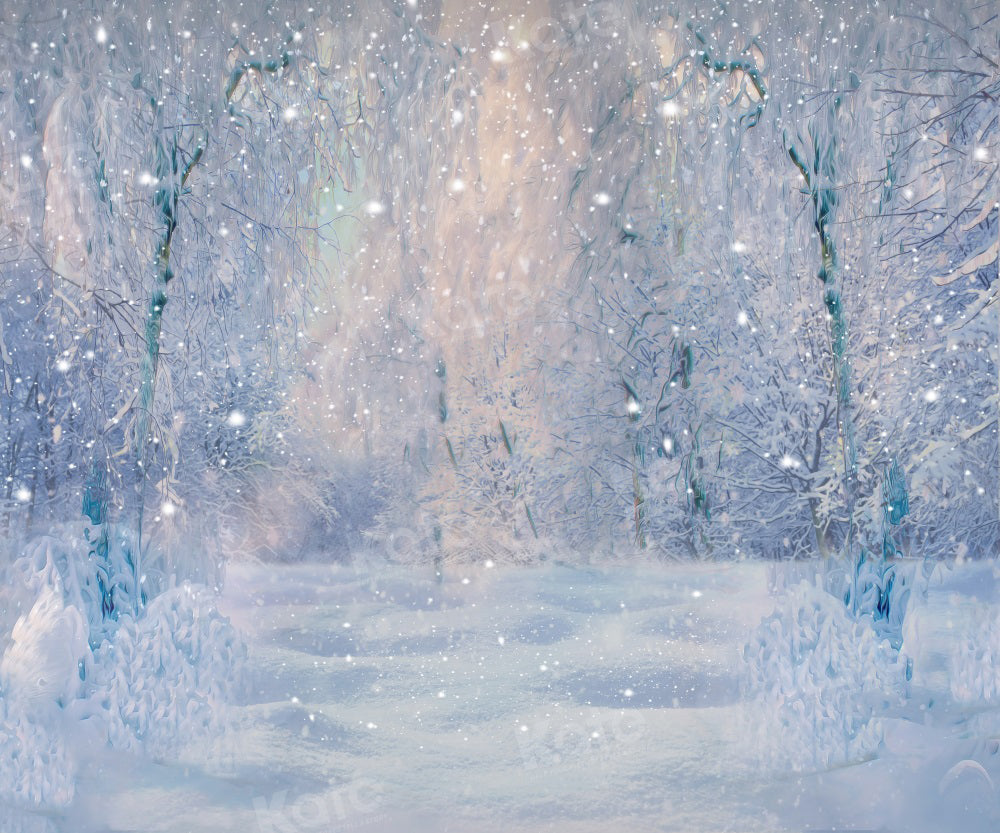 Kate Hiver Neige Forêt Crépuscule Toile de fond pour la photographie - Kate Backdrop FR