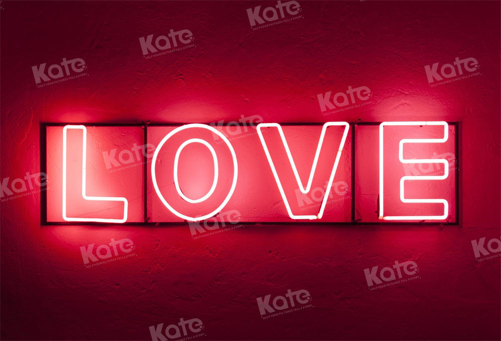 Kate Saint Valentin LOVE Lumière Rouge Toile de fond conçue par Chain Photographie - Kate Backdrop FR