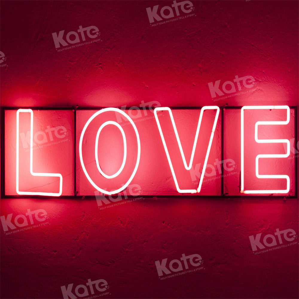 Kate Saint Valentin LOVE Lumière Rouge Toile de fond conçue par Chain Photographie - Kate Backdrop FR