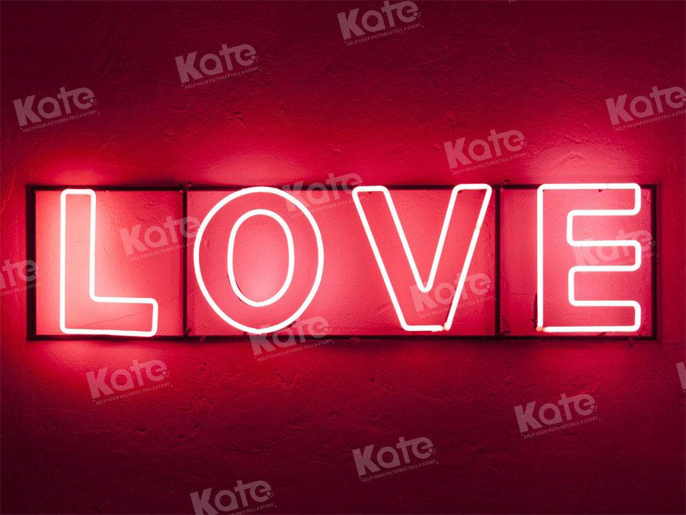Kate Saint Valentin LOVE Lumière Rouge Toile de fond conçue par Chain Photographie - Kate Backdrop FR