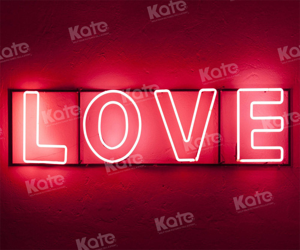Kate Saint Valentin LOVE Lumière Rouge Toile de fond conçue par Chain Photographie - Kate Backdrop FR
