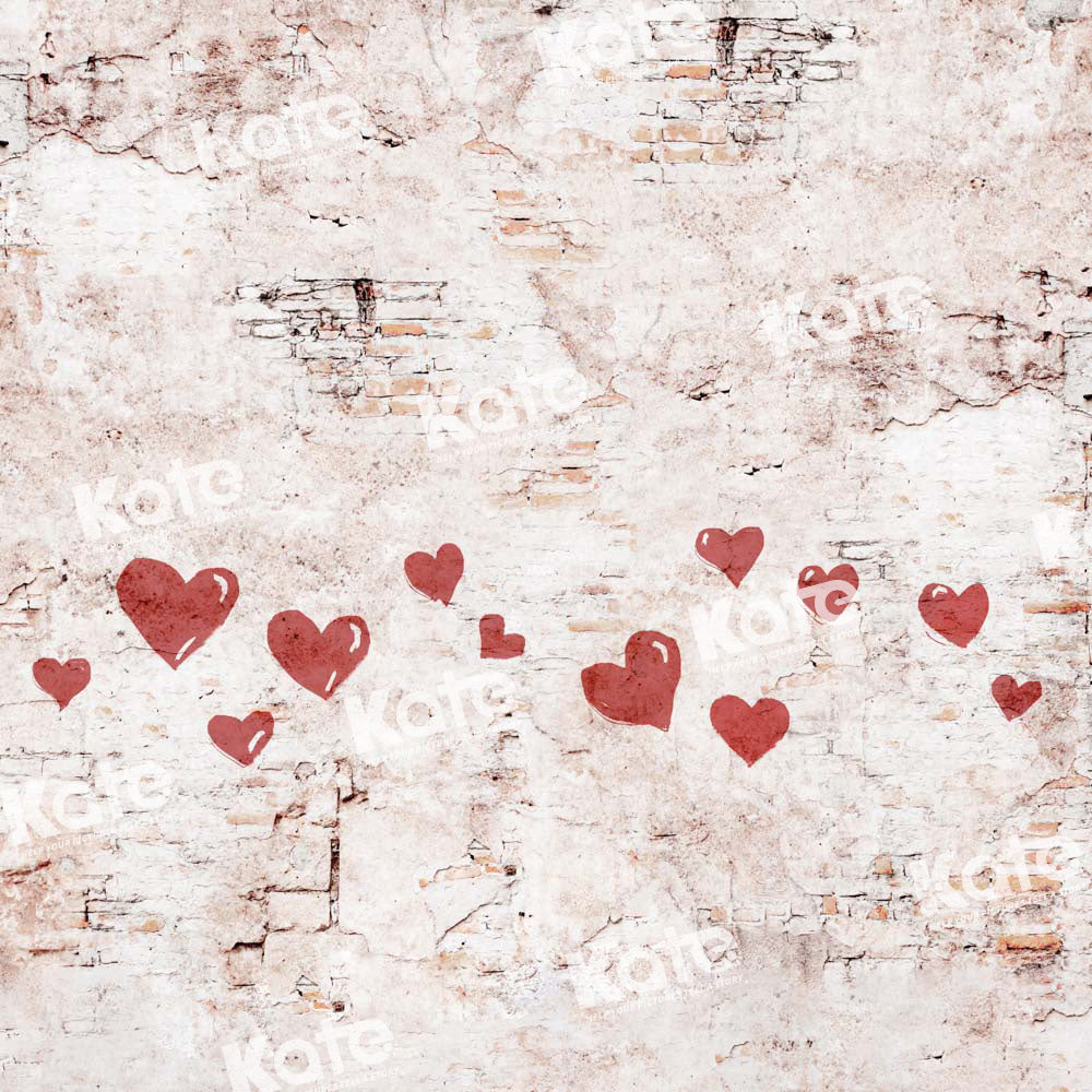 Kate Saint-Valentin Coeur Peint Mur Rétro Toile de fond conçue par Kate Image - Kate Backdrop FR