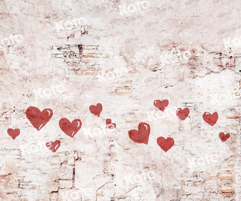 Kate Saint-Valentin Coeur Peint Mur Rétro Toile de fond conçue par Kate Image - Kate Backdrop FR