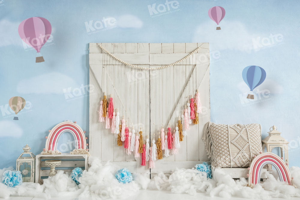 Kate Arc-en-ciel Montgolfière Porte Cake smash Toile de fond conçue par Emetselch - Kate Backdrop FR