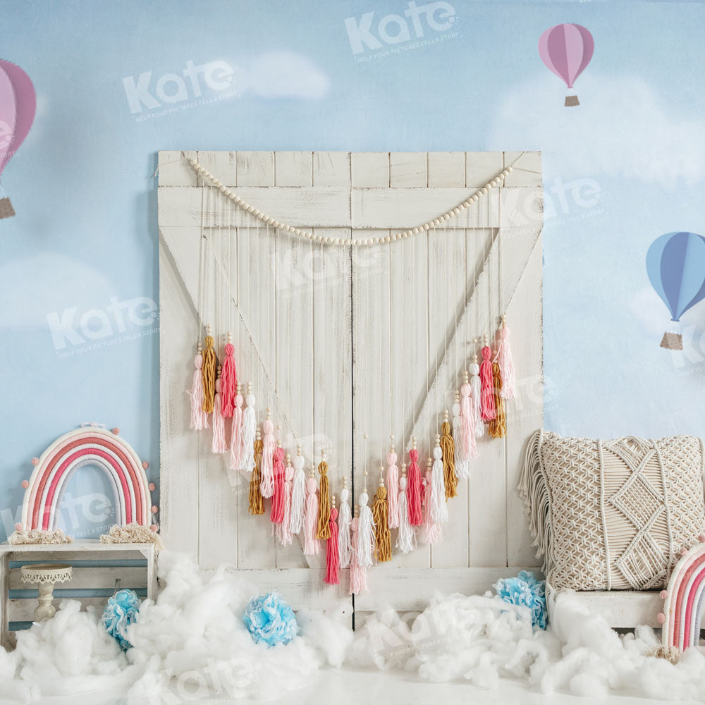 Kate Arc-en-ciel Montgolfière Porte Cake smash Toile de fond conçue par Emetselch - Kate Backdrop FR